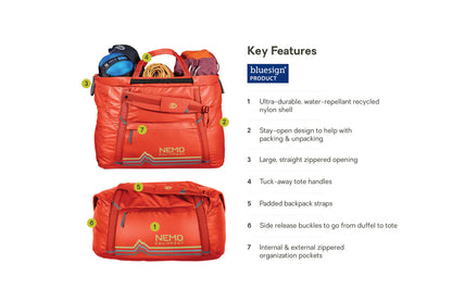 Nemo - Double Haul 70L Convertible Duffel & Tote - Spicy Orange