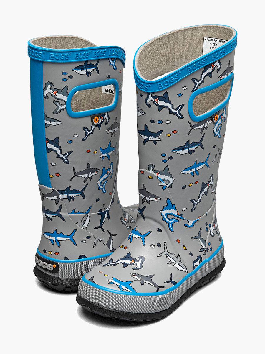 Bogs - Rainboot Pixel Shark - Gray Multi
