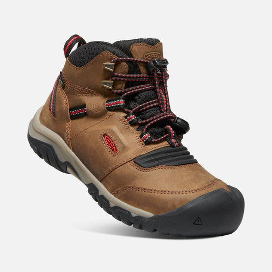 Keen - Little Kids Ridge Flex Mid WP - Bison/Red Carpet