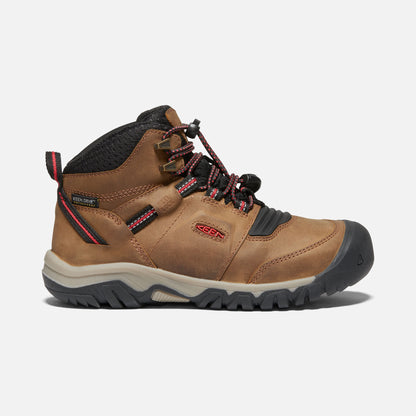 Keen - Little Kids Ridge Flex Mid WP - Bison/Red Carpet