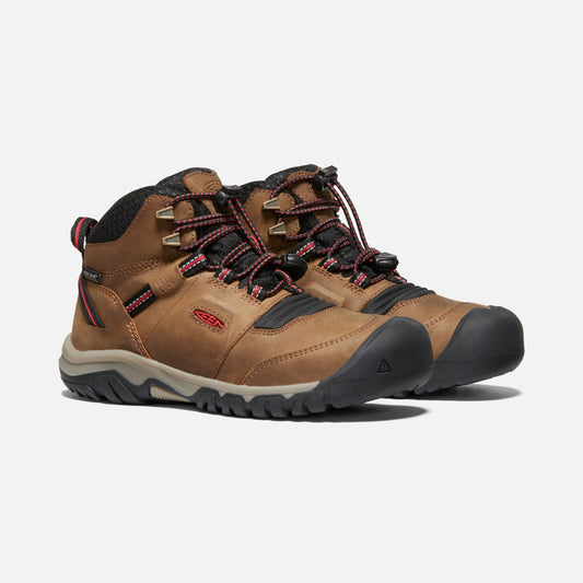 Keen - Little Kids Ridge Flex Mid WP - Bison/Red Carpet