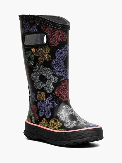 Bogs - Rainboot Airbrush Flowers - Kids' - Black Multi
