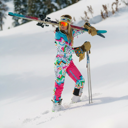 The Geodisiac | Retro Neon Curved Fit Women's One Piece Ski Suit