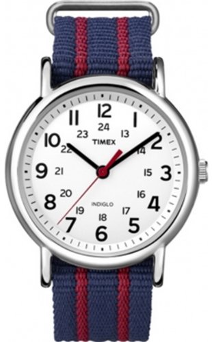 Timex - Weekender 38mm Fabric Strap Watch - Blue/Red