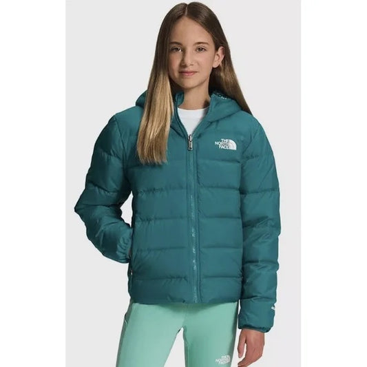The North Face - Printed Reversible North Down Hooded Jacket - Girls - Harbor Blue