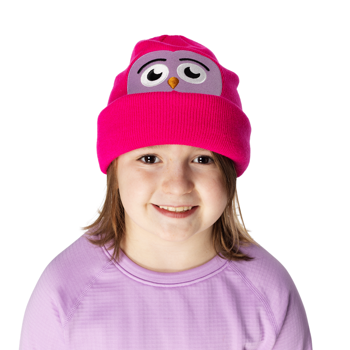 Kids Owlet Beanie - Hot Pink