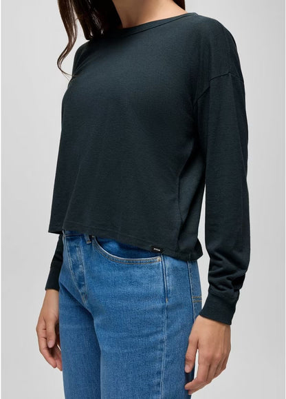 Prana - Cozy Up Long Sleeve Crew - Stormy Night Heather