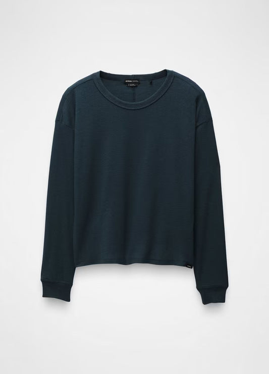 Prana - Cozy Up Long Sleeve Crew - Stormy Night Heather