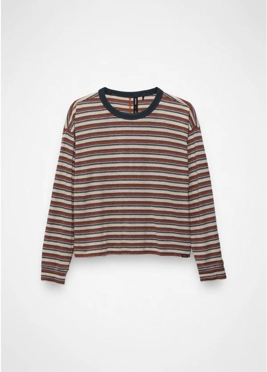 Prana - Cozy Up Long Sleeve Crew - Stormy Night Stripe