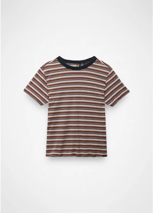 Prana - Cozy Up Short Sleeve Crew - Stormy Night Stripe