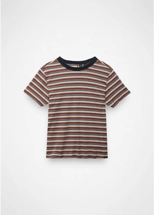 Prana - Cozy Up Short Sleeve Crew - Stormy Night Stripe