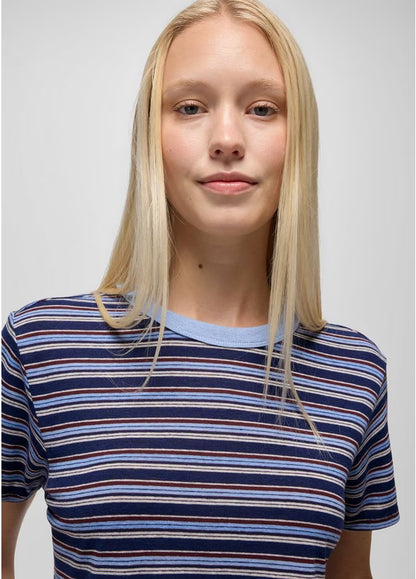 Prana - Cozy Up Short Sleeve Crew - Capulet Blue Stripe