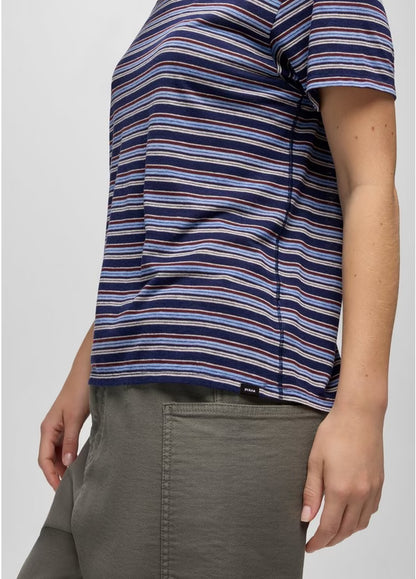 Prana - Cozy Up Short Sleeve Crew - Capulet Blue Stripe