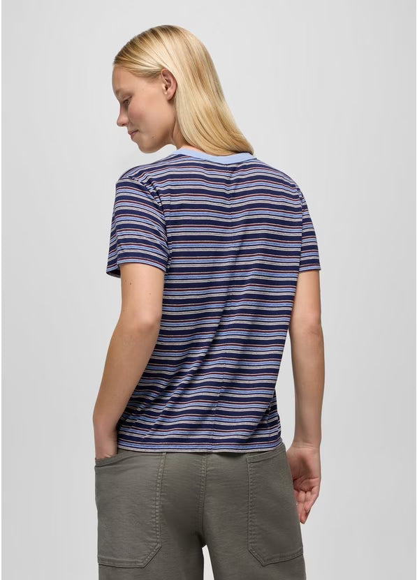 Prana - Cozy Up Short Sleeve Crew - Capulet Blue Stripe