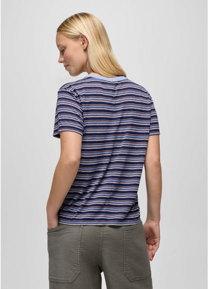 Prana - Cozy Up Short Sleeve Crew - Capulet Blue Stripe