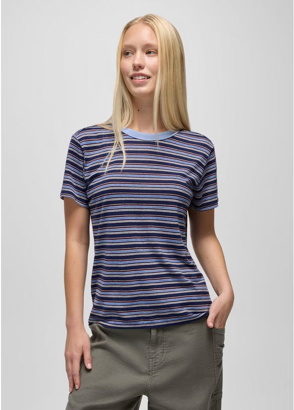Prana - Cozy Up Short Sleeve Crew - Capulet Blue Stripe