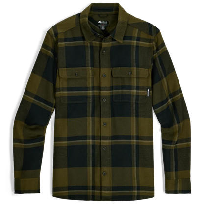 Outdoor Research - Feedback Flannel Twill Shirt - Men's - Dark Olive Plaid