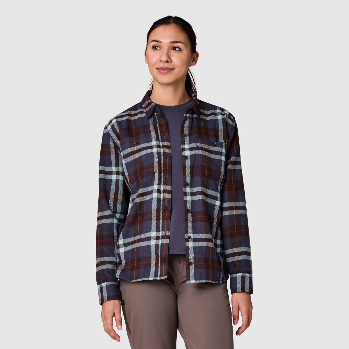 Outdoor Research - Feedback Flannel Twill Shirt - Women's - Smoky Quartz Plaid