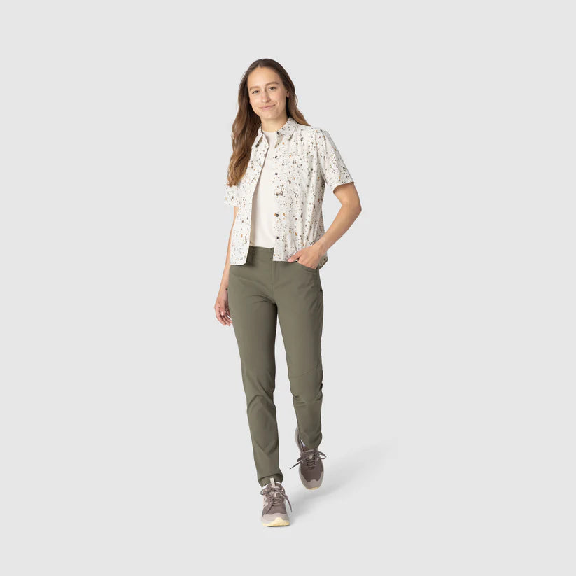Outdoor Research - Women's Astroman Short Sleeve Sun Shirt - Gravel Creekside Print