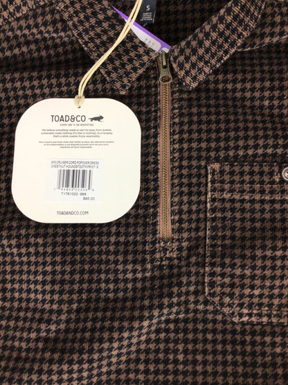 Toad & Co Cruiser Cord Popover Dress W Sm Chestnut Houndstooth