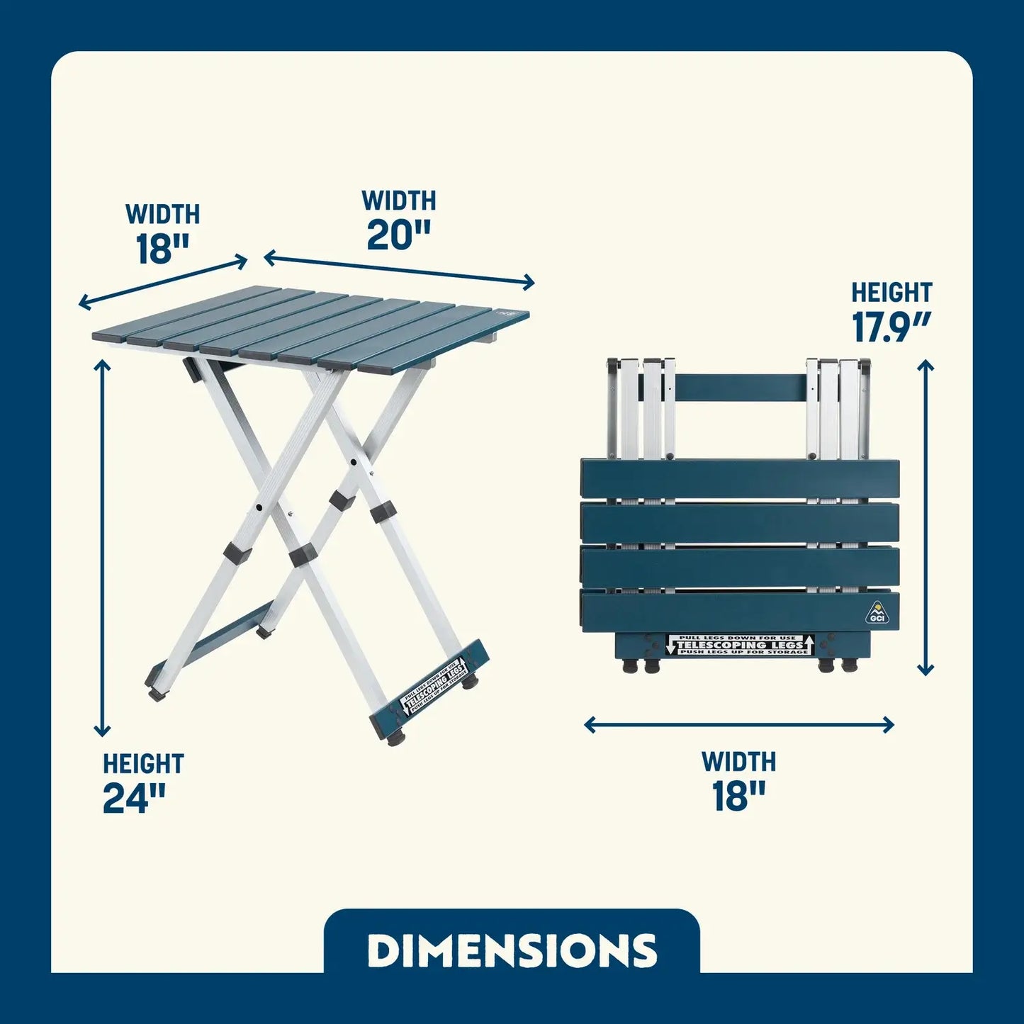 GCI Outdoor - One Piece Camp Table - Teal Slate