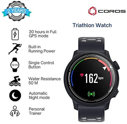 Coros - COROS PACE 2 Premium GPS Sport Watch Dark Navy w/ Silicone Band - Dark Navy/Silicone
