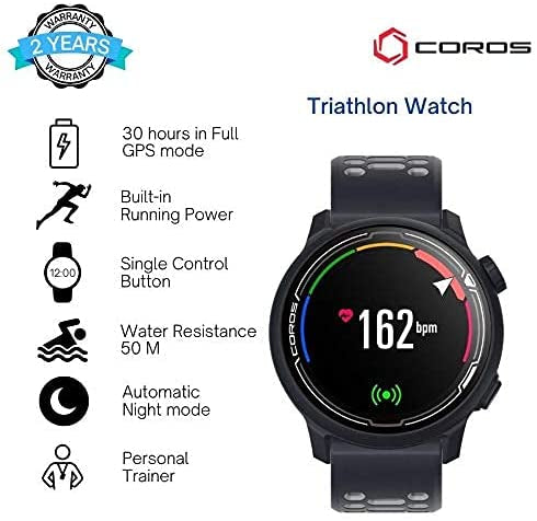 Coros - COROS PACE 2 Premium GPS Sport Watch Dark Navy w/ Silicone Band - Dark Navy/Silicone