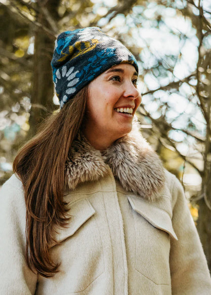 4T2D - Floral Love Knit Beanie - Charcoal