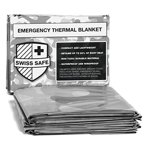 Swiss Safe - Emergency Blankets 4-Pack - Artic Camo