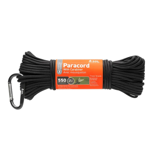SOL - SOL 550 Paracord 100 ft with Carabiner - 100