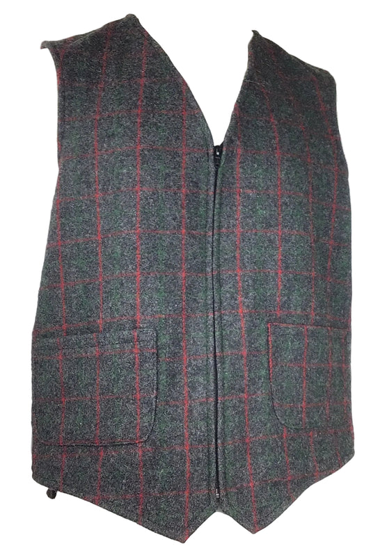 Johnson Woolen Mill Wool Vest Men XXL/Tall Grey/Red