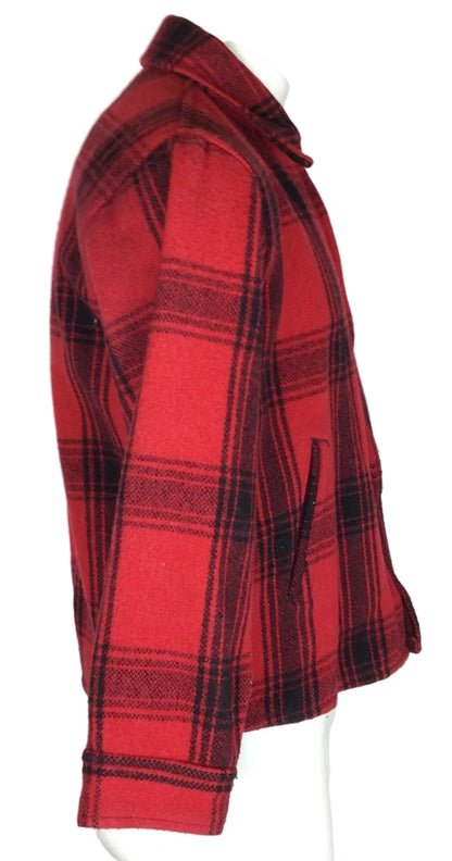 JOHNSON WOOLEN MILL WOOL JKT MEN 42 LG RED/BLK