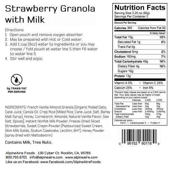 Alpine Aire - Strawberry Granola with Milk