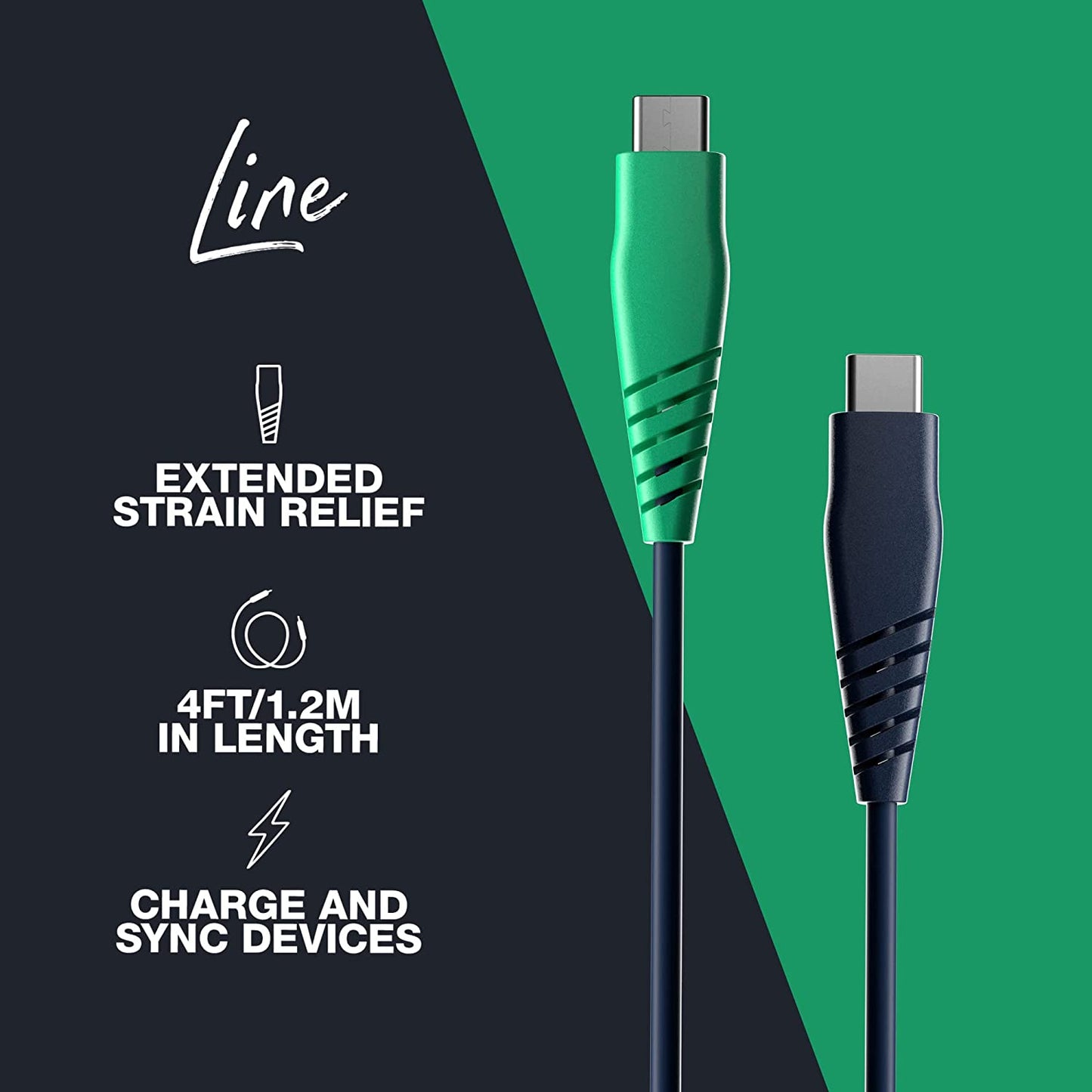 Skullcandy - Line: USB-C To Lightning Charging Cable - Dark Blue /Green