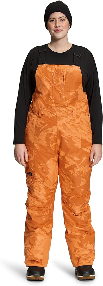 The North Face - Freedom Insulated Bib - Women's Plus - Topaz Tonal Mountainscape Print