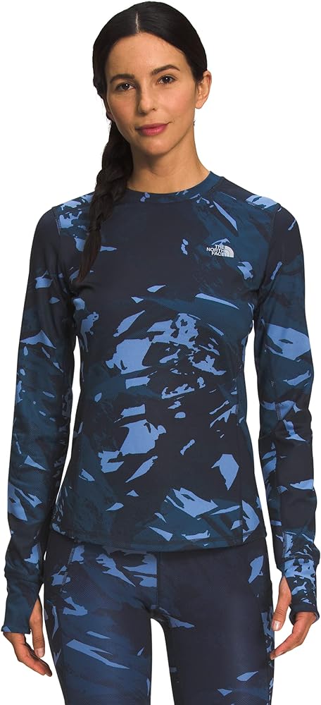 The North Face - Printed Winter Warm Essential Crew - Women's - Shady Blue Snowcap Mountain Print