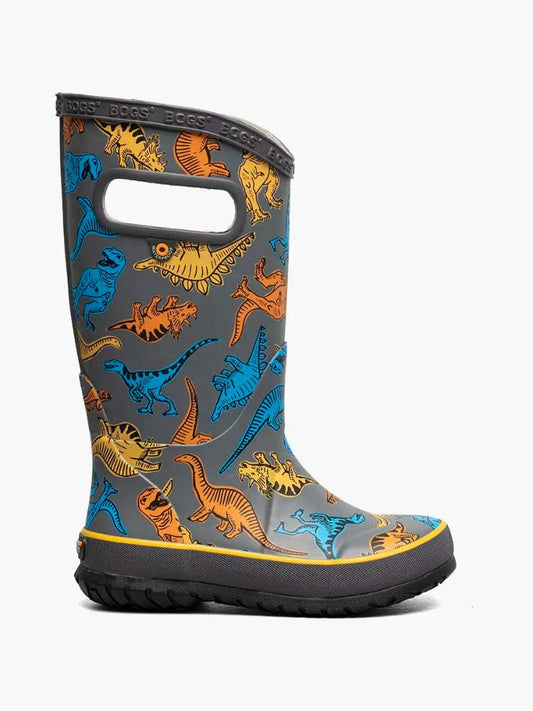 Bogs - Super Dino Rainboot - Kids' - Gray Multi