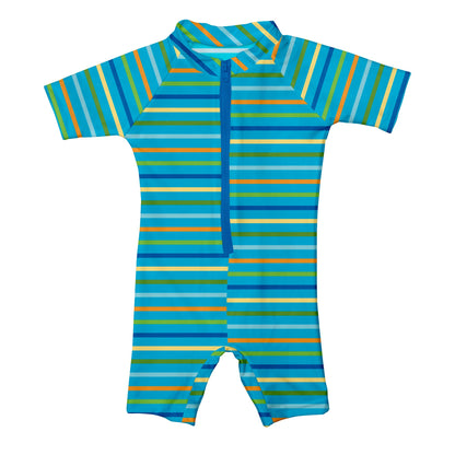 I Play - One Piece Zip Sunsuit - Pink Stripe