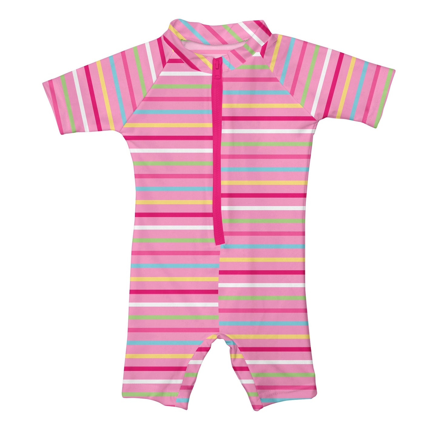 I Play - One Piece Zip Sunsuit - Pink Stripe