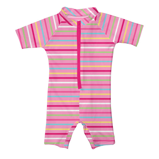 I Play - One Piece Zip Sunsuit - Pink Stripe