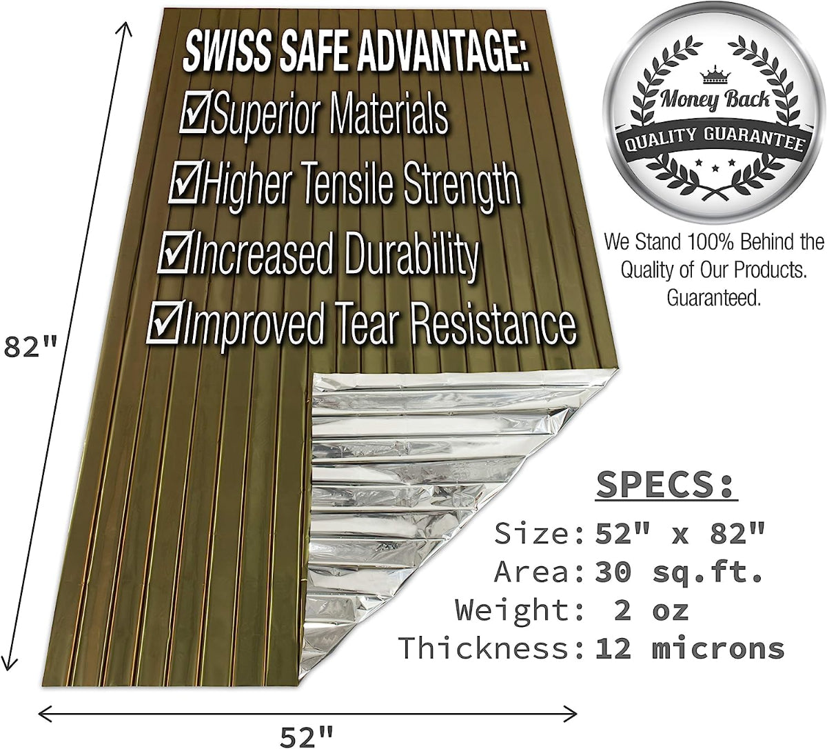 Swiss Safe - Emergency Blankets 4-Pack - Artic Camo