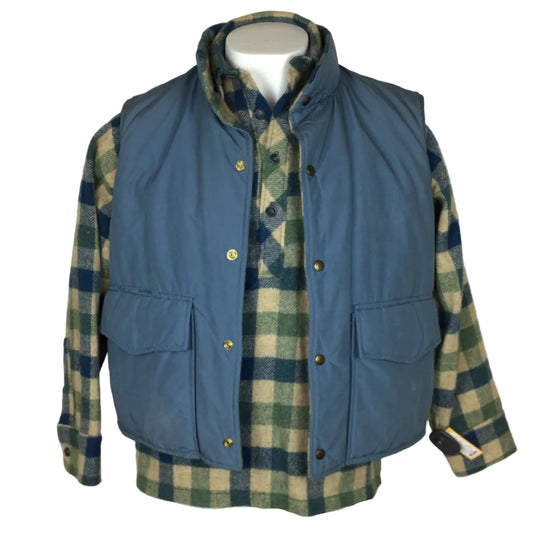 Woolrich 3 in 1 Reversible Vest/Shirt Combo Men Men MD Blue/Plaid