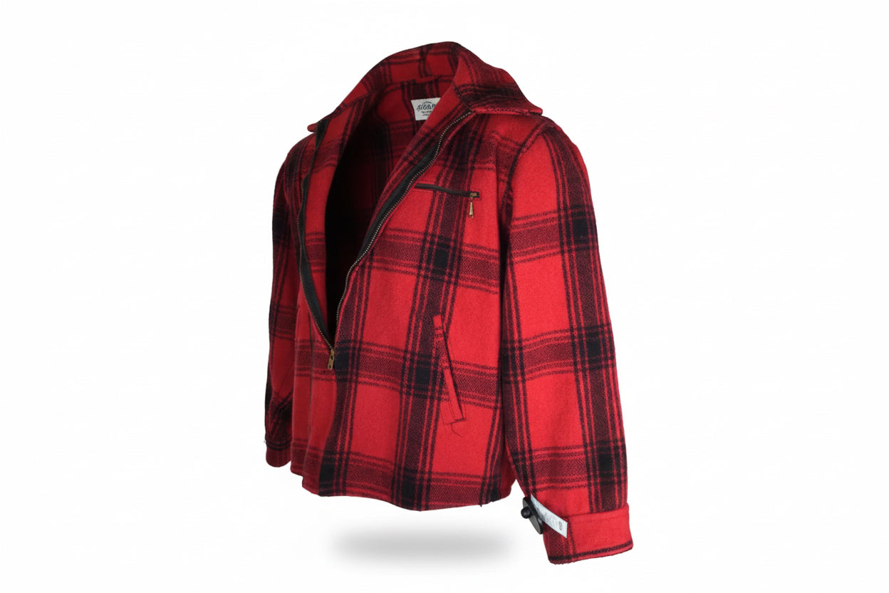 JOHNSON WOOLEN MILL WOOL JKT MEN 42 LG RED/BLK
