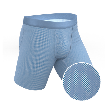 The Chambray All Day | Blue Chambray Long Leg Ball Hammock® Pouch Underwear With Fly