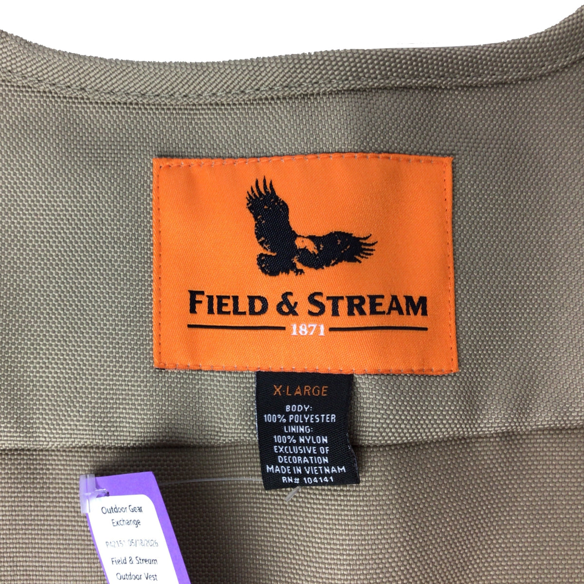 Field & Stream Outdoor Vest Men XL Tan/Orn