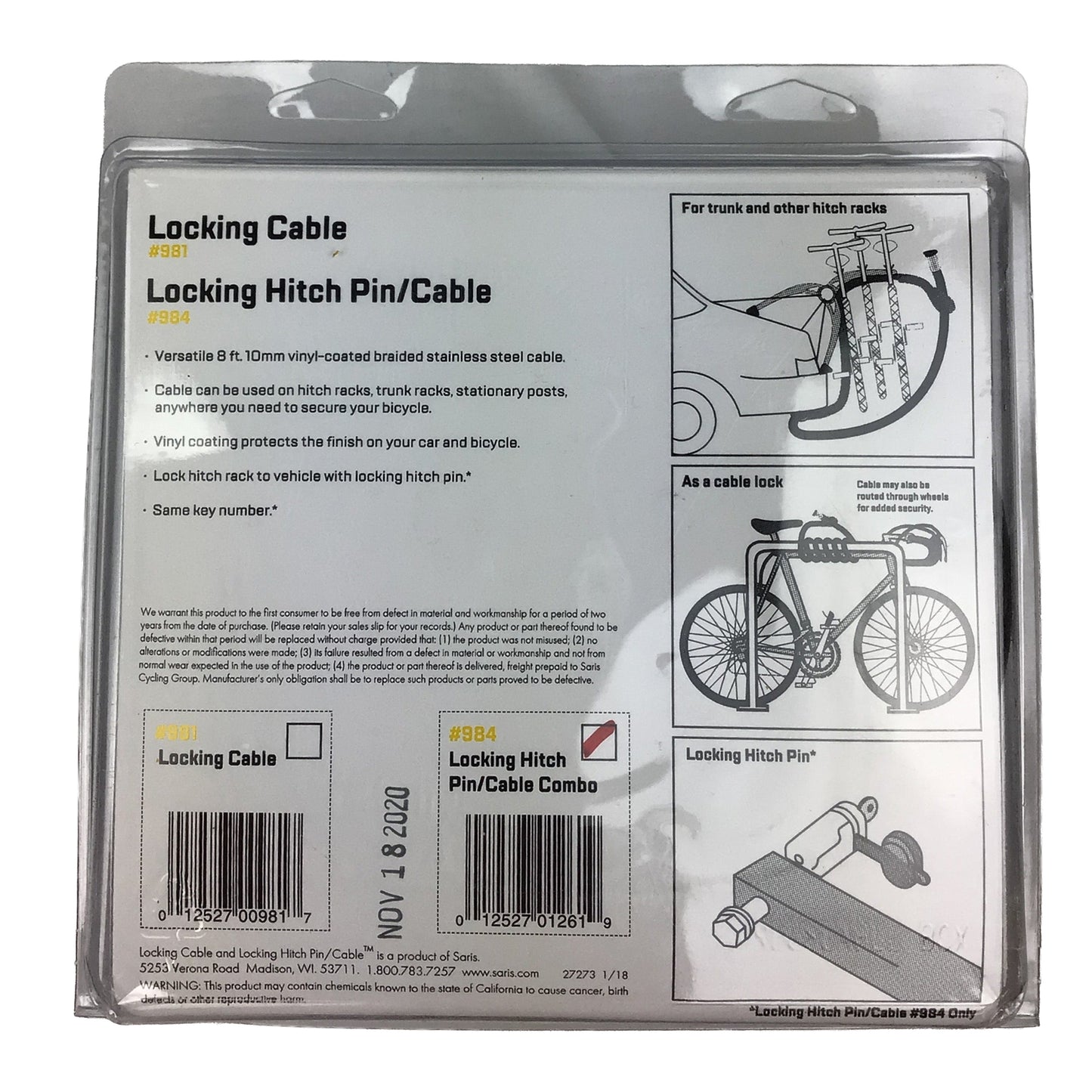 Saris Locking Hitch Pin Cable