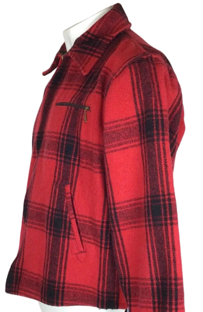 JOHNSON WOOLEN MILL WOOL JKT MEN 42 LG RED/BLK