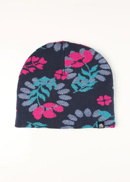 4T2D - Floral Love Knit Beanie - Navy