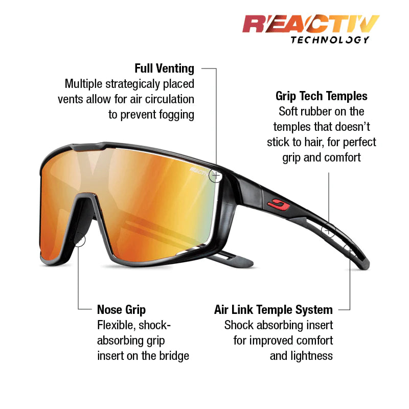 Julbo - Fury - Transluscent Black/Black; Reactiv 1-3 Light Amplifier