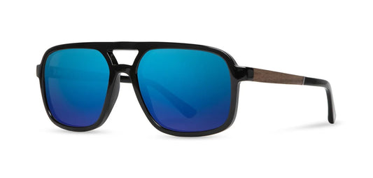 Camp Eyewear - Glacier - Black / Walnut; HD Plus Polarized Blue Flash